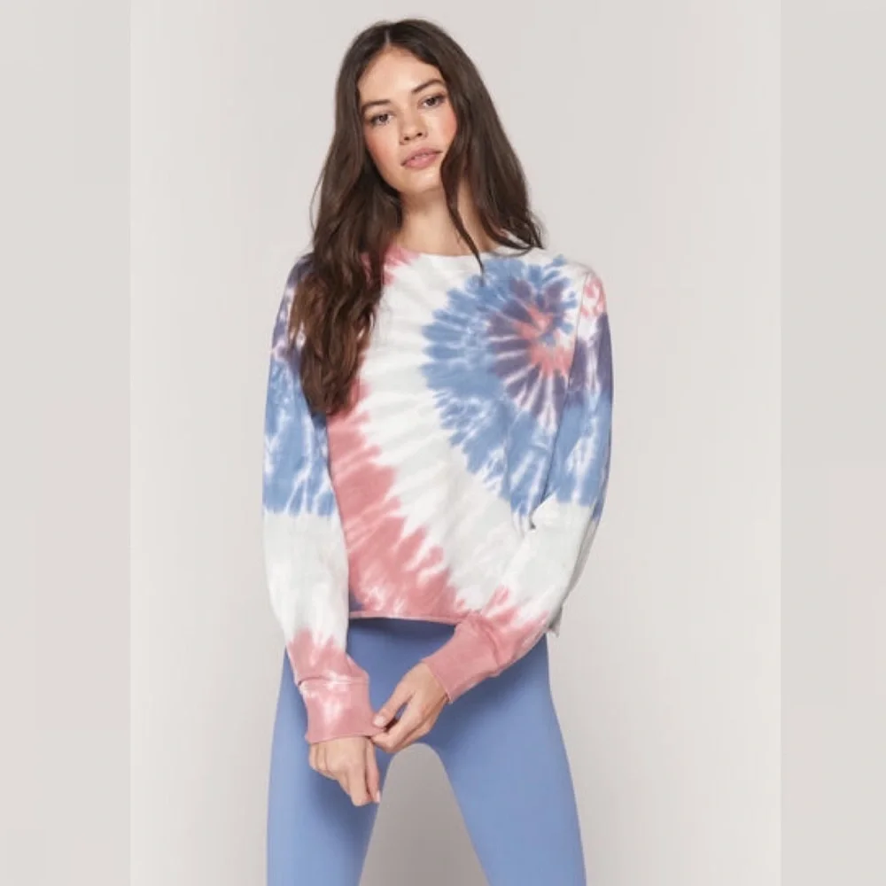 Tie Dye Mazzy Sweatshirt Size Small – Vintage Crop, Raw Edge, - Picture 1 of 12